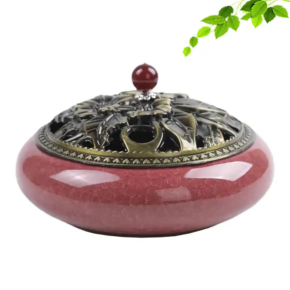 Large Royal Lucky Black Glaze Ceramic Incense Burner With Lid 10 Styles