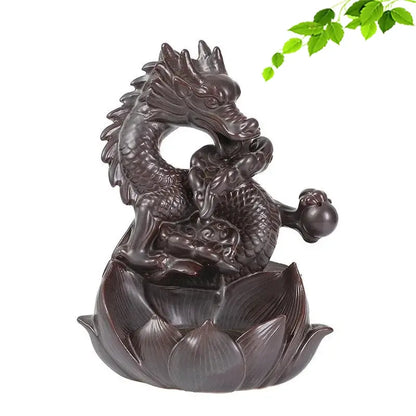 Lotus Celestial Dragon Incense Burner Ceramic Waterfall Incense Burner