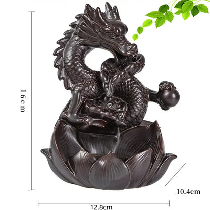 Lotus Celestial Dragon Incense Burner Ceramic Waterfall Incense Burner