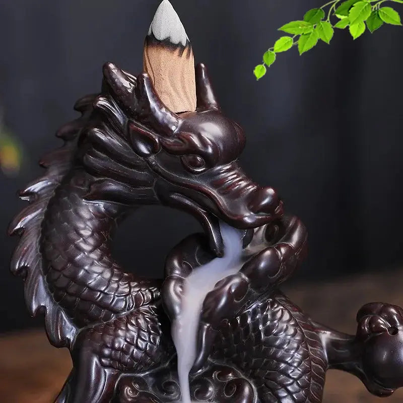 Lotus Celestial Dragon Incense Burner Ceramic Waterfall Incense Burner