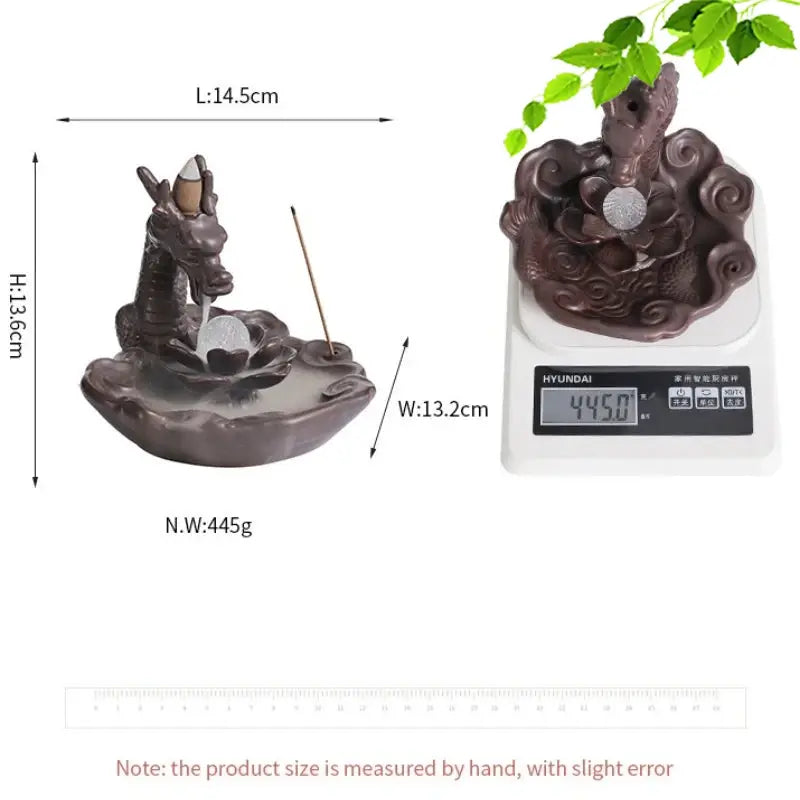 Lotus Dragon Ball LED Dragon Incense Burner Ceramic Waterfall Incense Burner