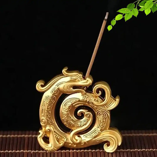 Lucky Feng Shui Copper Incense Holder - Creative Retro Chinese Dragon