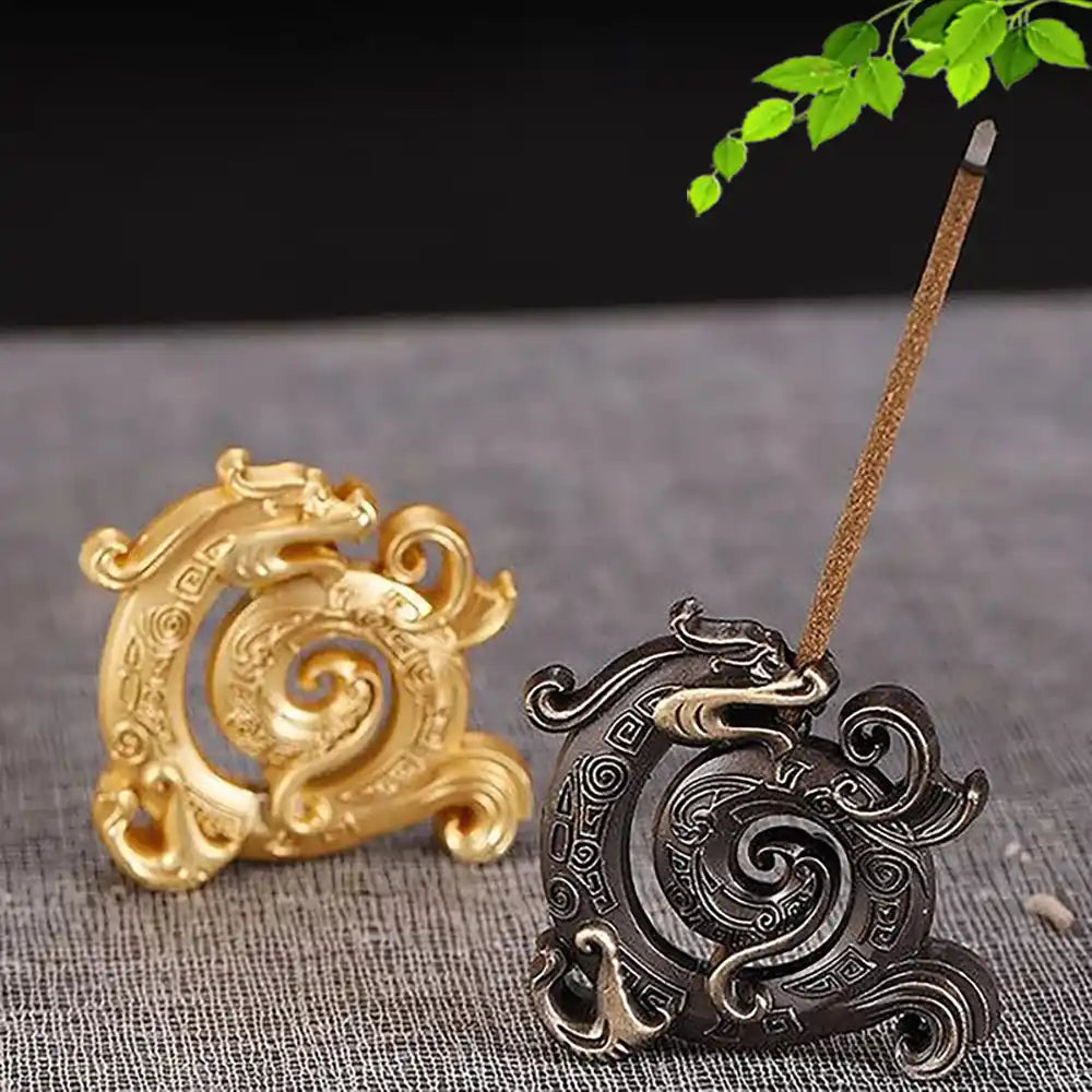 Lucky Feng Shui Copper Incense Holder - Creative Retro Chinese Dragon