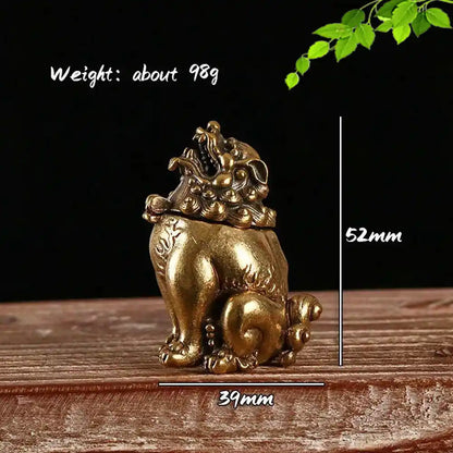 Lucky Feng Shui Mythical Beast Incense Burner - Retro Brass Hollow with Cover