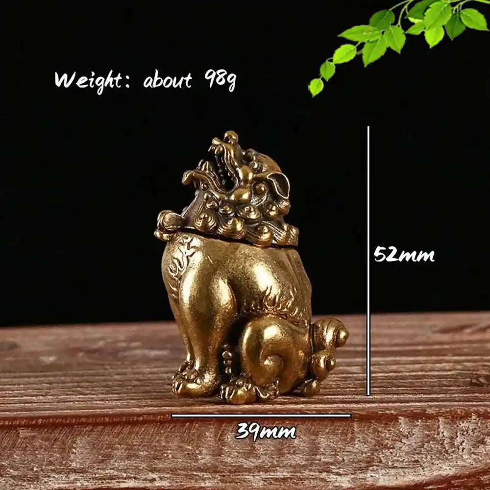 Lucky Feng Shui Mythical Beast Incense Burner - Retro Brass Hollow with Cover