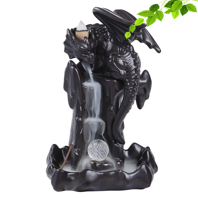 Luminous Guardian Dragon Incense Burner Ceramic Pterosaur Waterfall Incense Burner