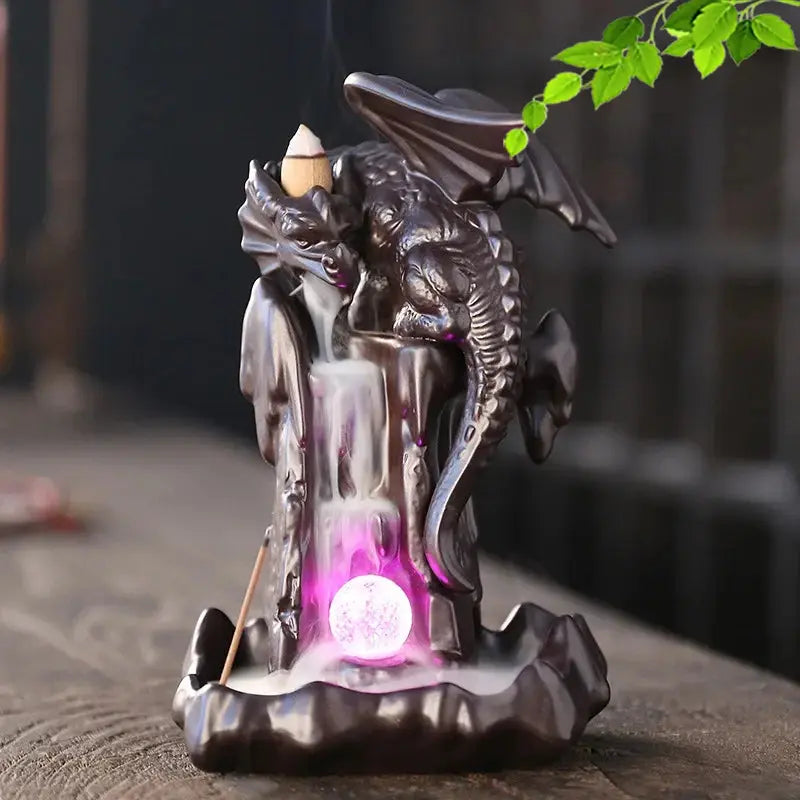 Luminous Guardian Dragon Incense Burner Ceramic Pterosaur Waterfall Incense Burner