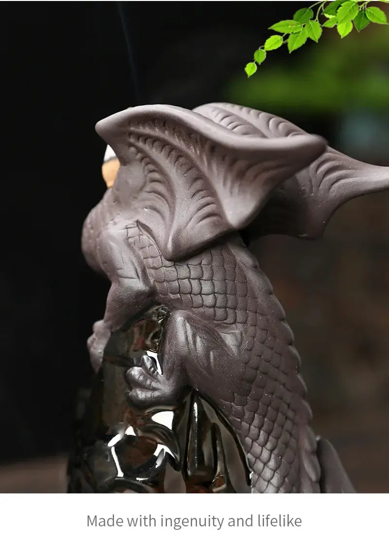 Majestic Guardian Dragon Incense Burner Ceramic Pterosaur Waterfall Incense Burner