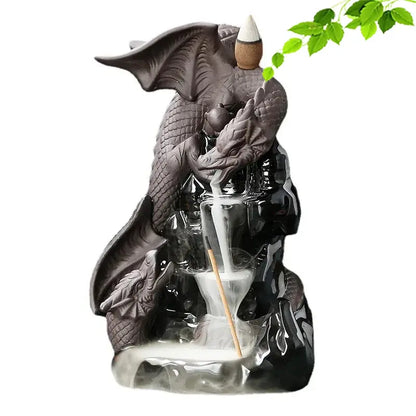 Majestic Guardian Dragon Incense Burner Ceramic Pterosaur Waterfall Incense Burner