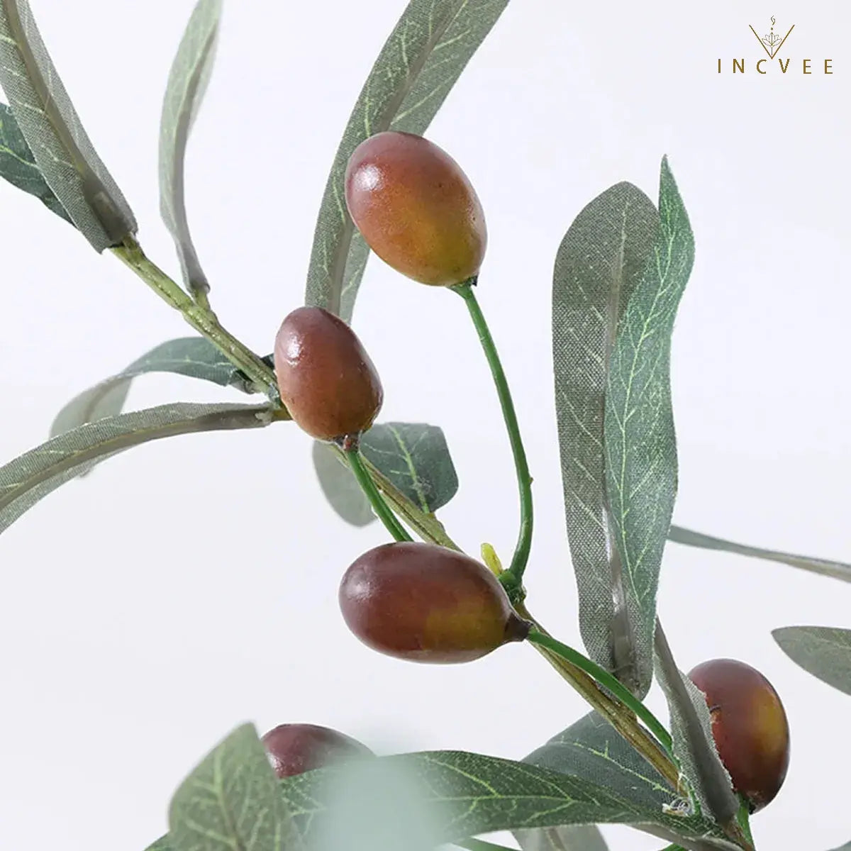 Künstliche Olivenzweige im mediterranen Stil – Blätter und Früchte, 77 cm, Seidenblätter, Vasendekoration