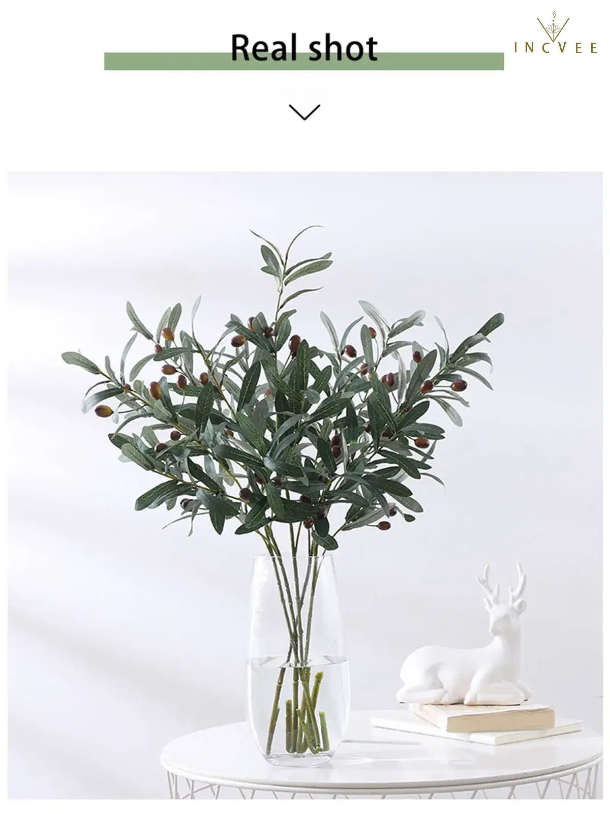 Künstliche Olivenzweige im mediterranen Stil – Blätter und Früchte, 77 cm, Seidenblätter, Vasendekoration