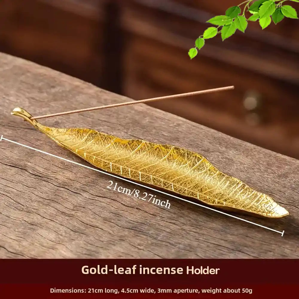 Golden Leaf Incense Holder - Zen-Inspired, Compact & Elegant