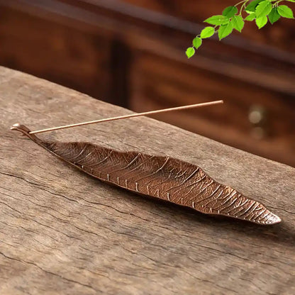 Golden Leaf Incense Holder - Zen-Inspired, Compact & Elegant