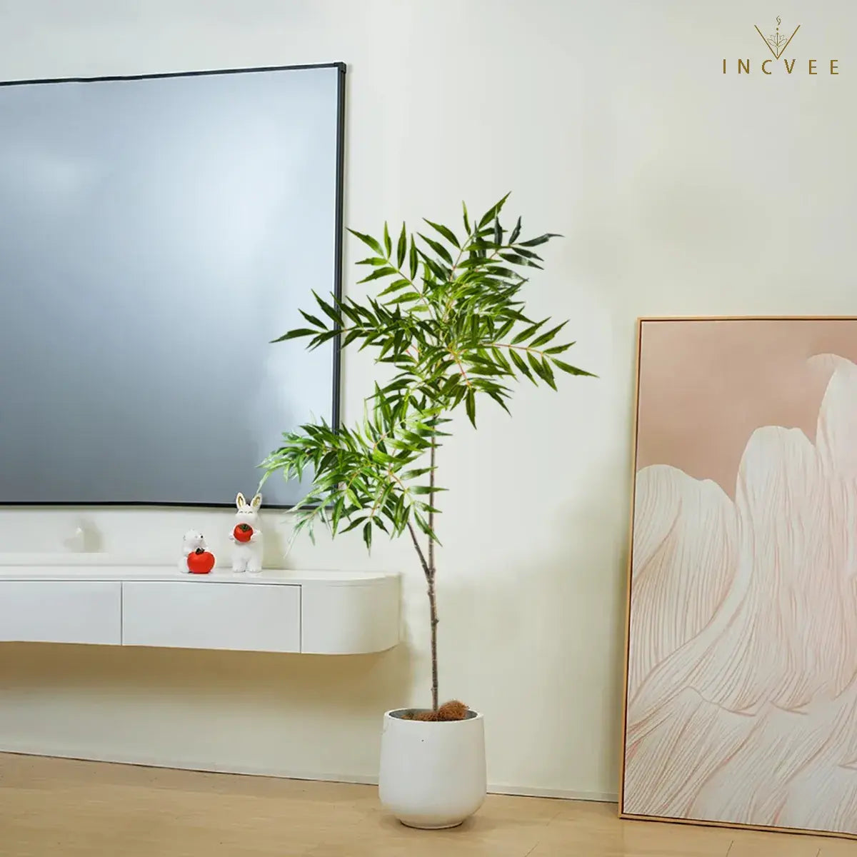 Moderner Zen-Kunstbambusbaum – Üppige, seidenweiche Blätter als Dekoration, Boden- und Eckdeko, 79–140 cm