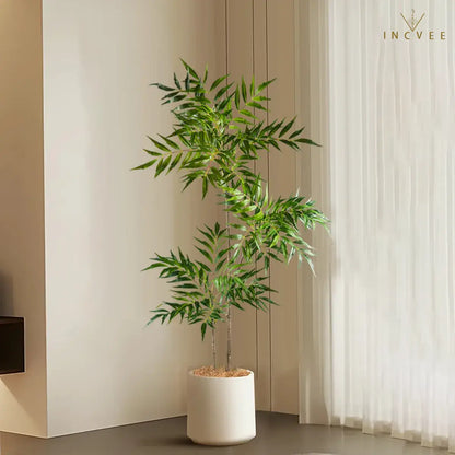 Moderner Zen-Kunstbambusbaum – Üppige, seidenweiche Blätter als Dekoration, Boden- und Eckdeko, 79–140 cm