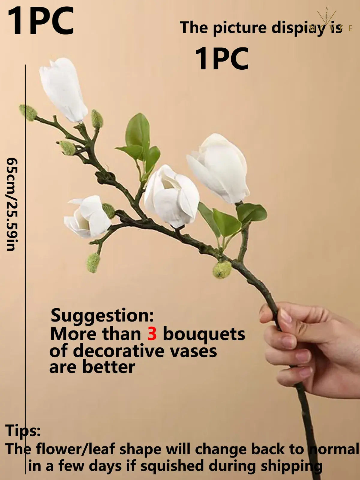 Oriental Calm Artificial Magnolia - Silk Blooms & Buds for Zen Home Decor, 65cm for Minimalist Vase