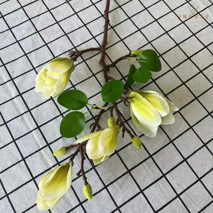 Oriental Calm Artificial Magnolia - Silk Blooms & Buds for Zen Home Decor, 65cm for Minimalist Vase