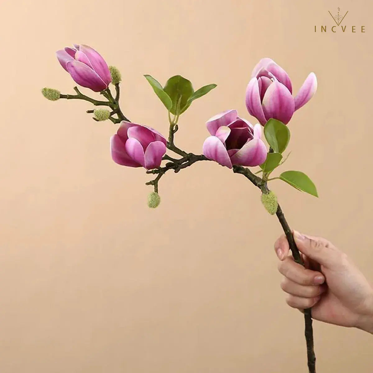 Oriental Calm Artificial Magnolia - Silk Blooms & Buds for Zen Home Decor, 65cm for Minimalist Vase