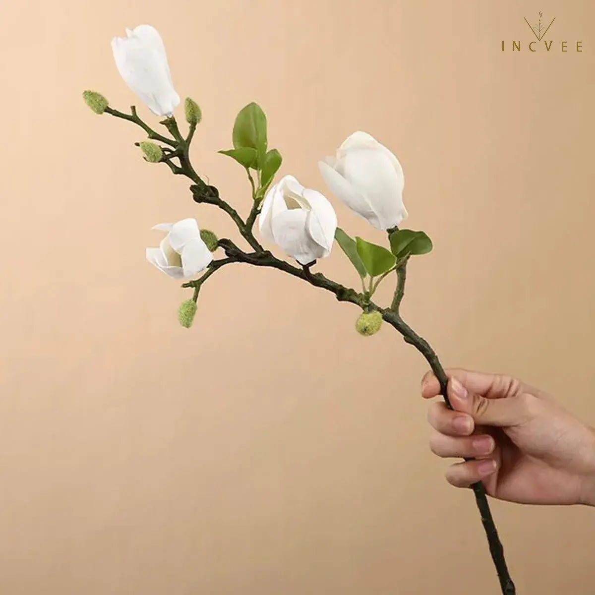 Oriental Calm Artificial Magnolia - Silk Blooms & Buds for Zen Home Decor, 65cm for Minimalist Vase