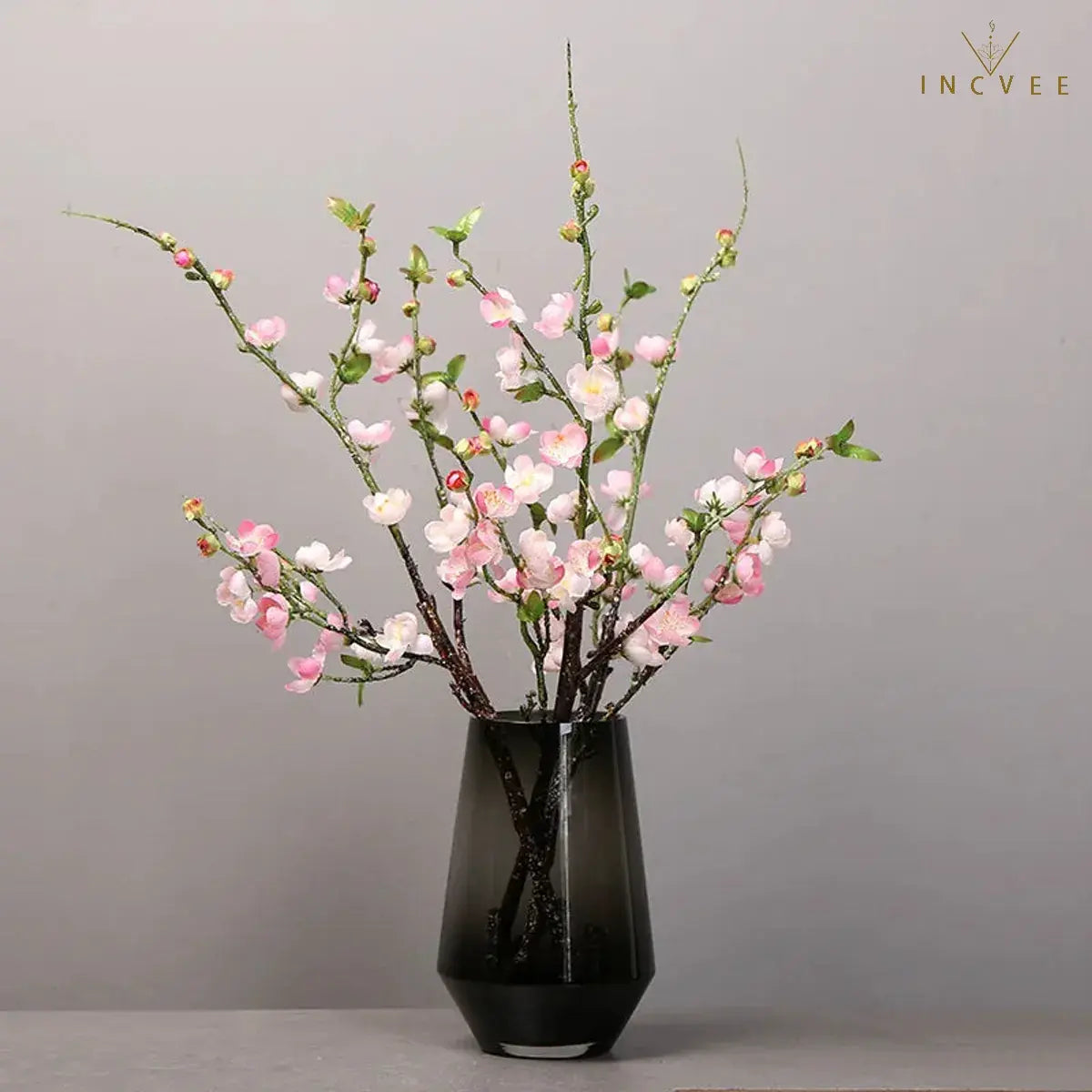 Orientalische künstliche Pfirsich- und Kirschblüten – Seidenblumen-Mehrzweig-Dekoration, hohe Vase, 63 cm, 5 Farben