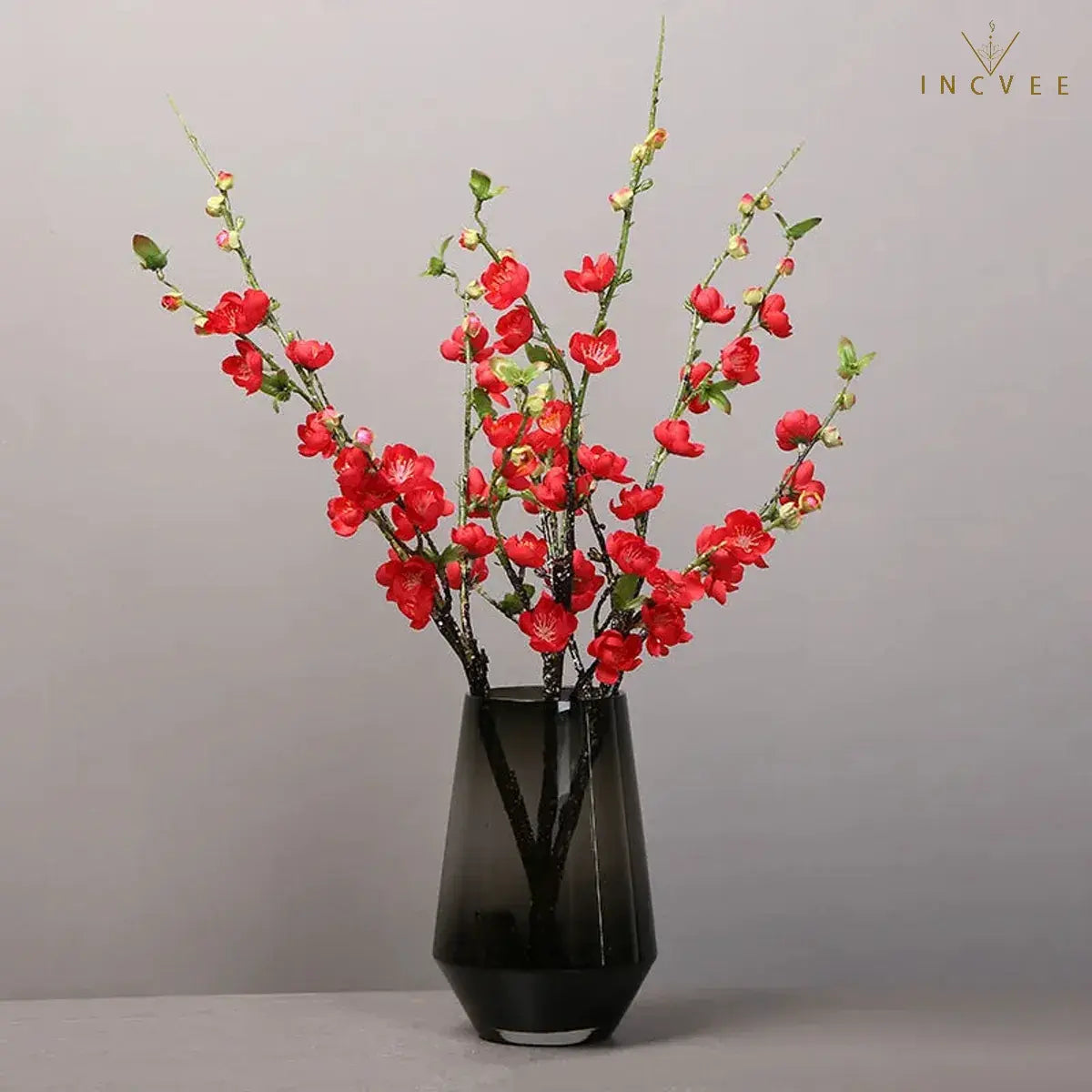 Orientalische künstliche Pfirsich- und Kirschblüten – Seidenblumen-Mehrzweig-Dekoration, hohe Vase, 63 cm, 5 Farben