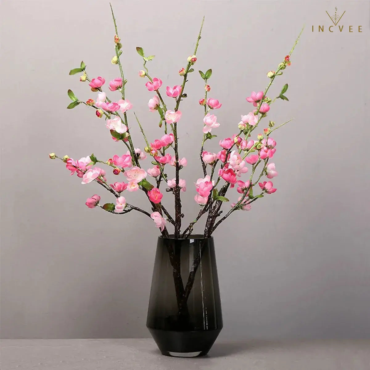 Orientalische künstliche Pfirsich- und Kirschblüten – Seidenblumen-Mehrzweig-Dekoration, hohe Vase, 63 cm, 5 Farben