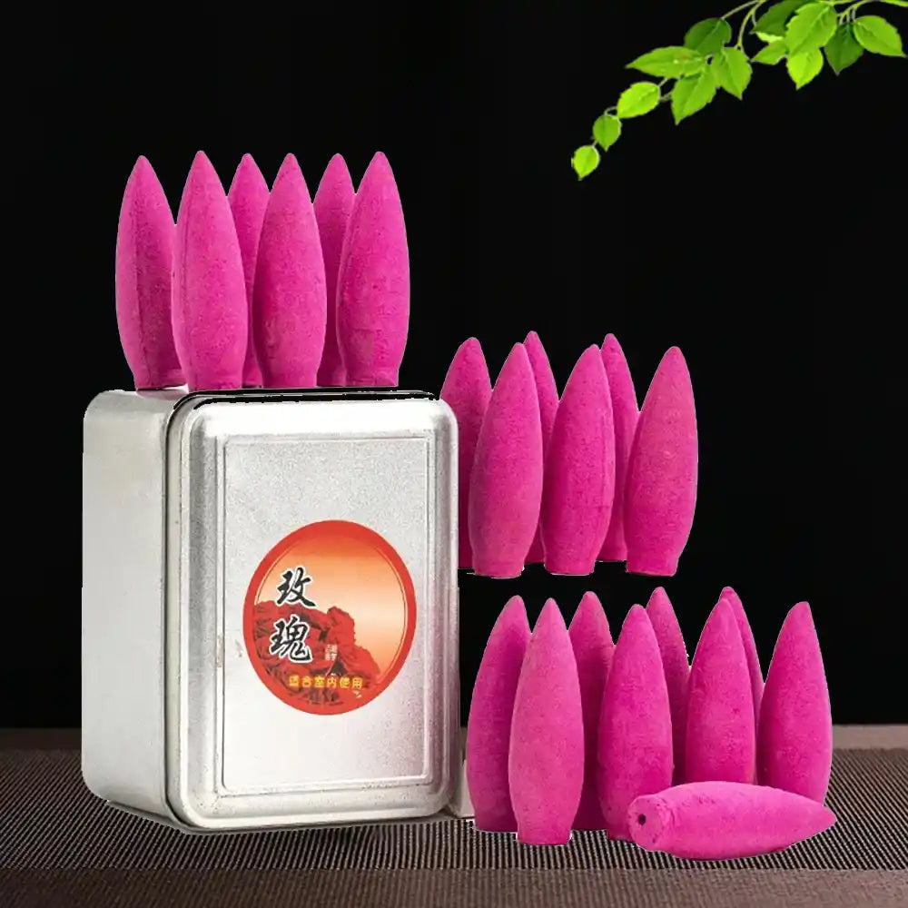 Oversized Waterfall Backflow Incense Cones - 20pcs/box Mixed Green Tea Rose Osmanthus