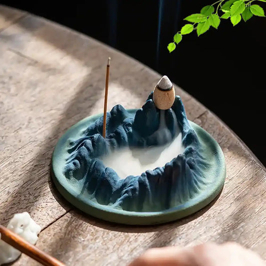 QianLiJiangShan Landscape Backflow Incense Burner - Ceramic Waterfall Incense Holder