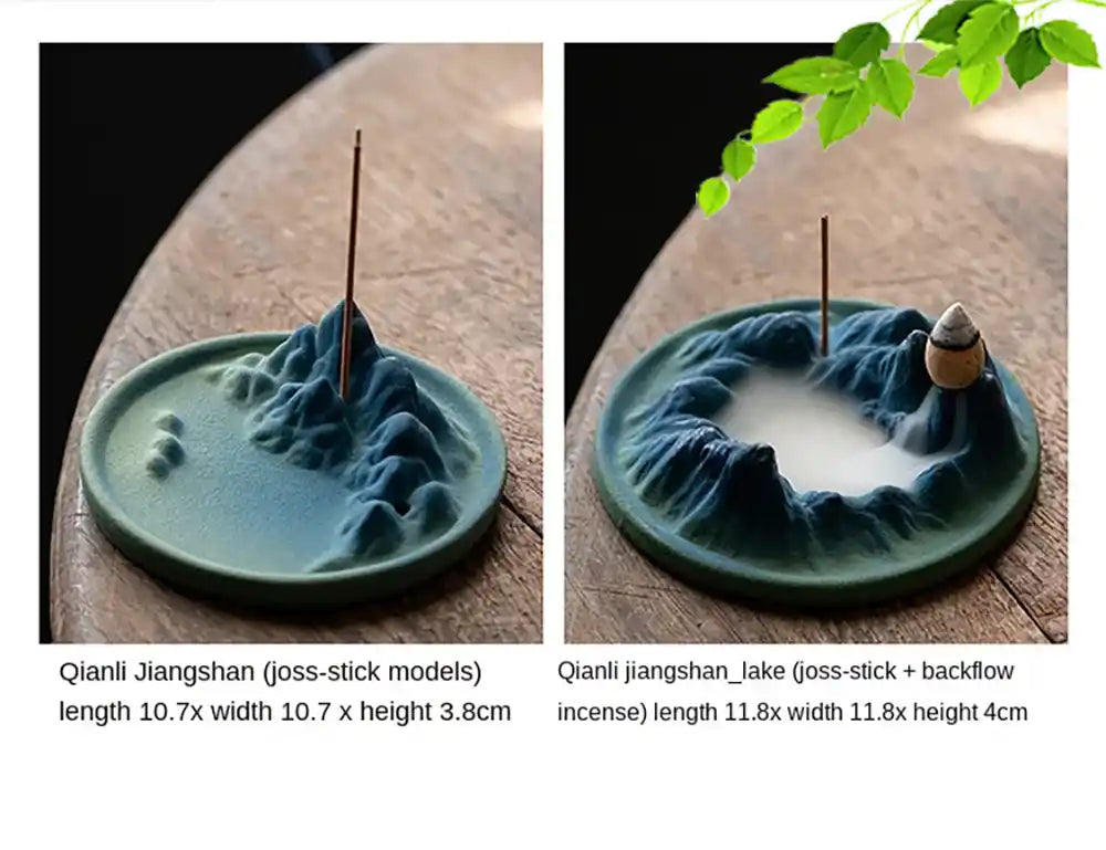 QianLiJiangShan Landscape Backflow Incense Burner - Ceramic Waterfall Incense Holder