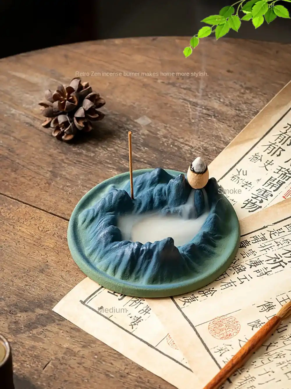 QianLiJiangShan Landscape Backflow Incense Burner - Ceramic Waterfall Incense Holder