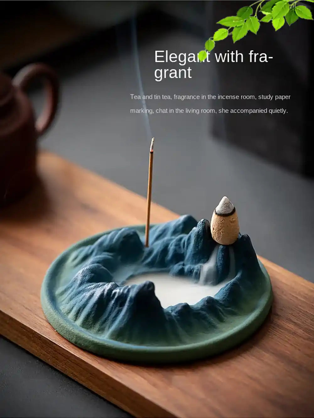 QianLiJiangShan Landscape Backflow Incense Burner - Ceramic Waterfall Incense Holder