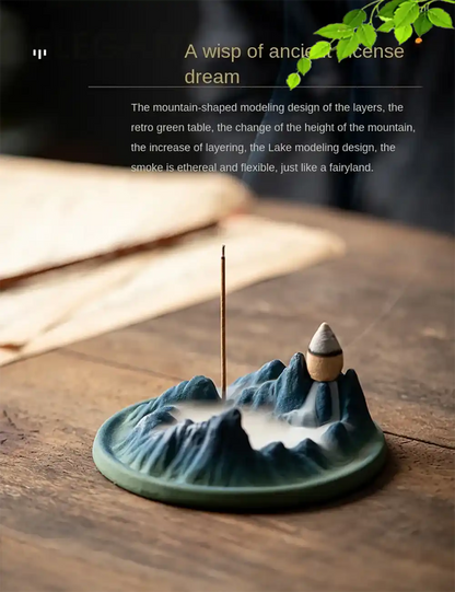 QianLiJiangShan Landscape Backflow Incense Burner - Ceramic Waterfall Incense Holder