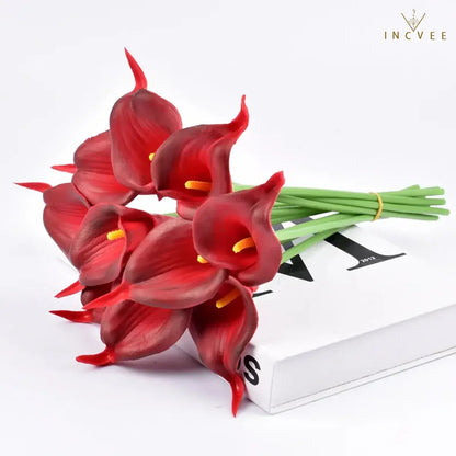 Künstliche Calla-Lilien aus PU-Leder in realistischer Haptik – wasserfest und mit flexiblen Stielen, naturgetreuer Brautstrauß, 5/10/20 Stück