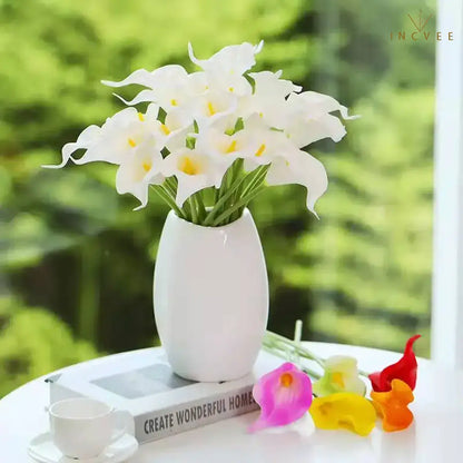 Künstliche Calla-Lilien aus PU-Leder in realistischer Haptik – wasserfest und mit flexiblen Stielen, naturgetreuer Brautstrauß, 5/10/20 Stück