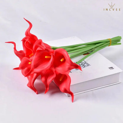 Künstliche Calla-Lilien aus PU-Leder in realistischer Haptik – wasserfest und mit flexiblen Stielen, naturgetreuer Brautstrauß, 5/10/20 Stück