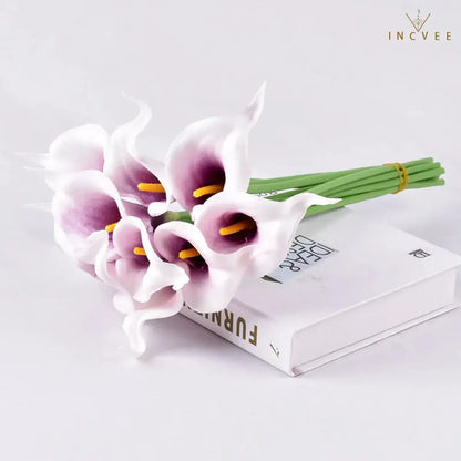 Künstliche Calla-Lilien aus PU-Leder in realistischer Haptik – wasserfest und mit flexiblen Stielen, naturgetreuer Brautstrauß, 5/10/20 Stück