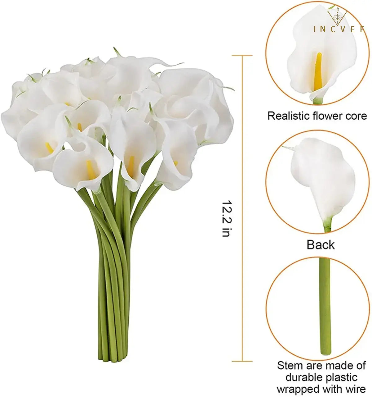 Künstliche Calla-Lilien aus PU-Leder in realistischer Haptik – wasserfest und mit flexiblen Stielen, naturgetreuer Brautstrauß, 5/10/20 Stück