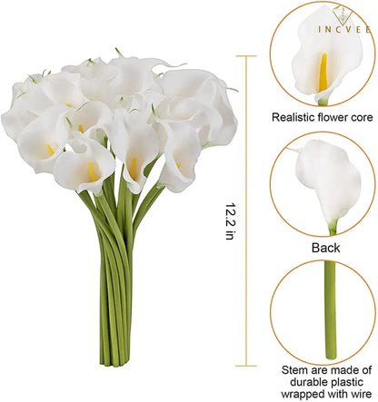 Künstliche Calla-Lilien aus PU-Leder in realistischer Haptik – wasserfest und mit flexiblen Stielen, naturgetreuer Brautstrauß, 5/10/20 Stück