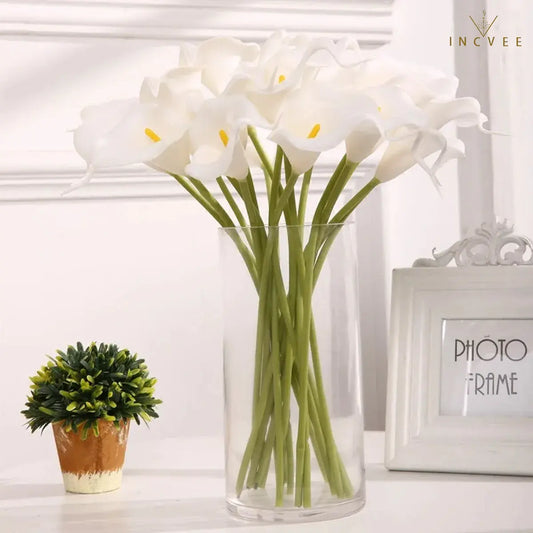 Künstliche Calla-Lilien aus PU-Leder in realistischer Haptik – wasserfest und mit flexiblen Stielen, naturgetreuer Brautstrauß, 5/10/20 Stück