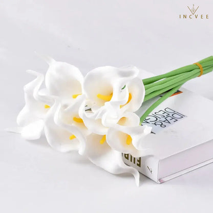 Künstliche Calla-Lilien aus PU-Leder in realistischer Haptik – wasserfest und mit flexiblen Stielen, naturgetreuer Brautstrauß, 5/10/20 Stück