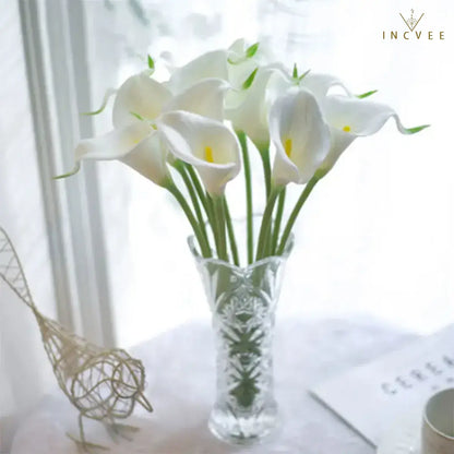 Künstliche Calla-Lilien aus PU-Leder in realistischer Haptik – wasserfest und mit flexiblen Stielen, naturgetreuer Brautstrauß, 5/10/20 Stück