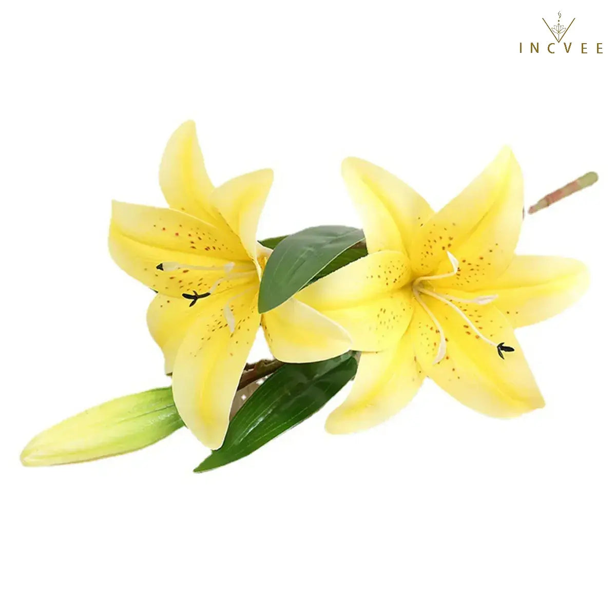 Realistic 3D-Printed Faux Lily Branch - Real-Touch Precision Petals, Modern Gallery Centerpiece, 16" Single Stem