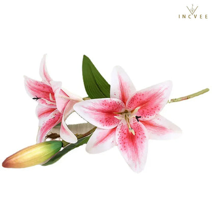 Realistic 3D-Printed Faux Lily Branch - Real-Touch Precision Petals, Modern Gallery Centerpiece, 16" Single Stem