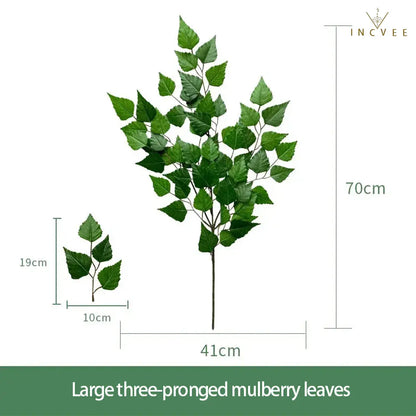 Realistische künstliche Grünzweige – Siebdruck, Hintergrundlaub, Ficus, Maulbeere, Wassermelonenblätter