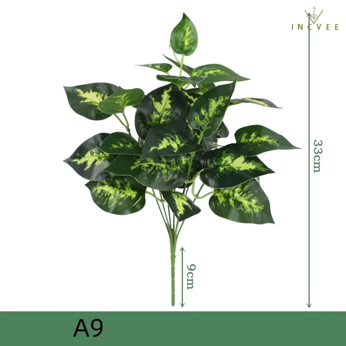 Realistische künstliche Grünzweige – Siebdruck, Hintergrundlaub, Ficus, Maulbeere, Wassermelonenblätter