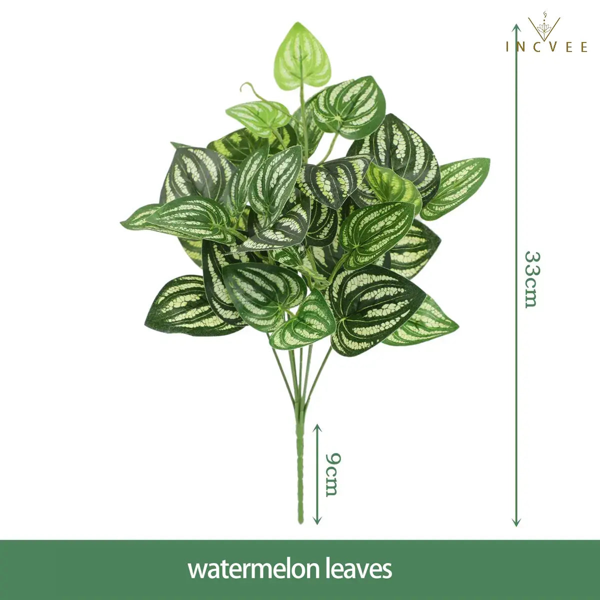 Realistische künstliche Grünzweige – Siebdruck, Hintergrundlaub, Ficus, Maulbeere, Wassermelonenblätter