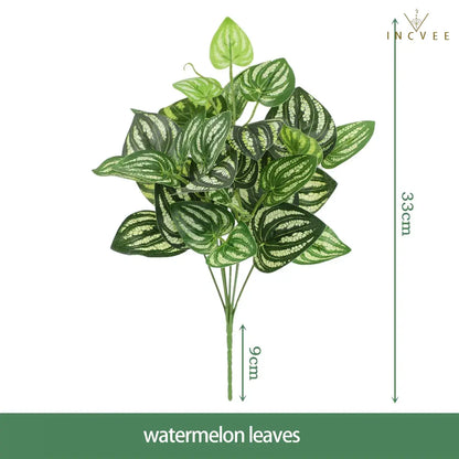Realistische künstliche Grünzweige – Siebdruck, Hintergrundlaub, Ficus, Maulbeere, Wassermelonenblätter