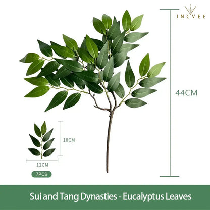 Realistische künstliche Grünzweige – Siebdruck, Hintergrundlaub, Ficus, Maulbeere, Wassermelonenblätter