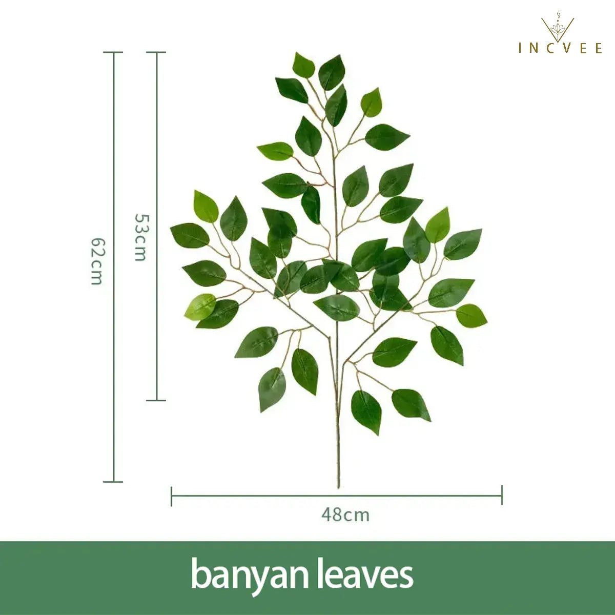 Realistische künstliche Grünzweige – Siebdruck, Hintergrundlaub, Ficus, Maulbeere, Wassermelonenblätter