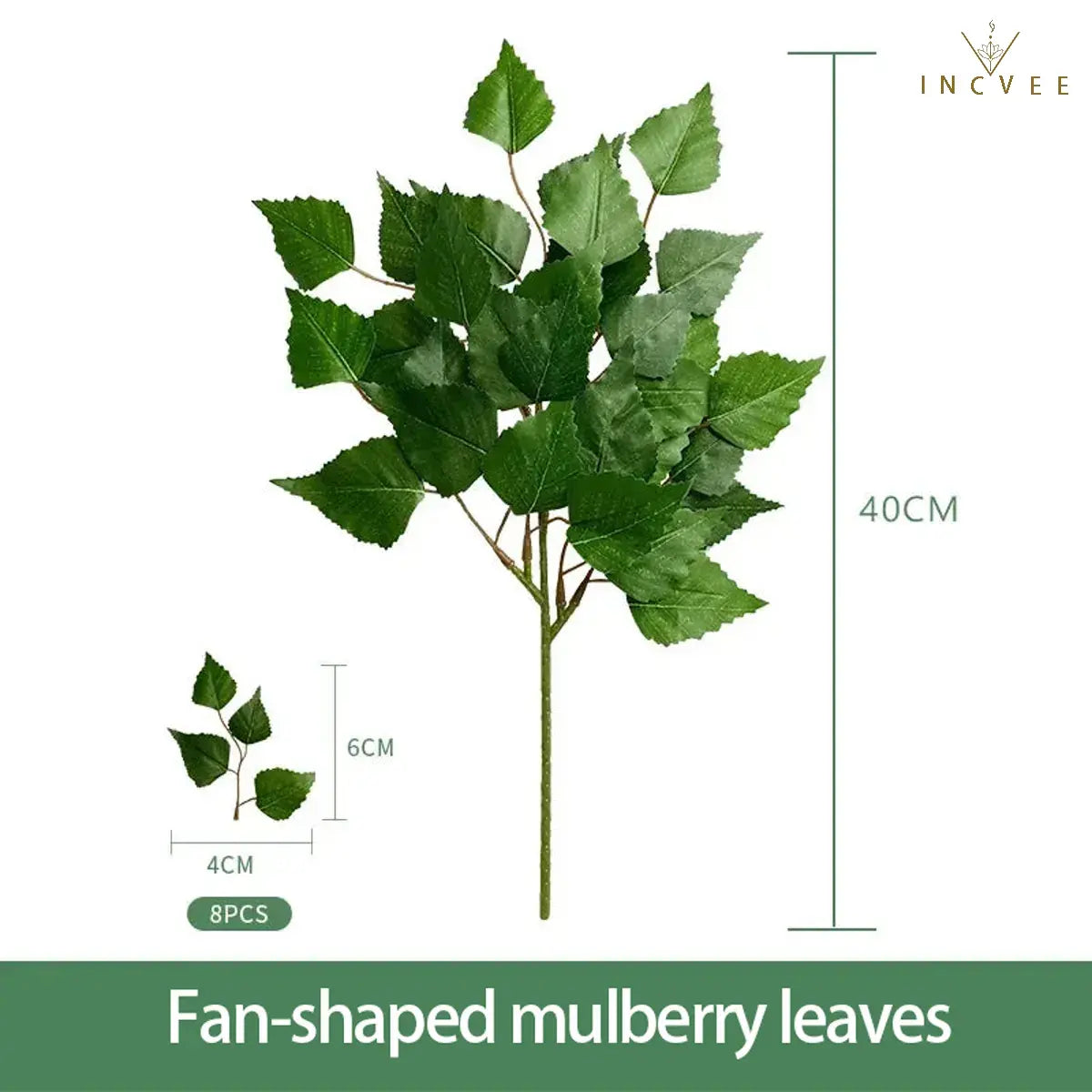 Realistische künstliche Grünzweige – Siebdruck, Hintergrundlaub, Ficus, Maulbeere, Wassermelonenblätter